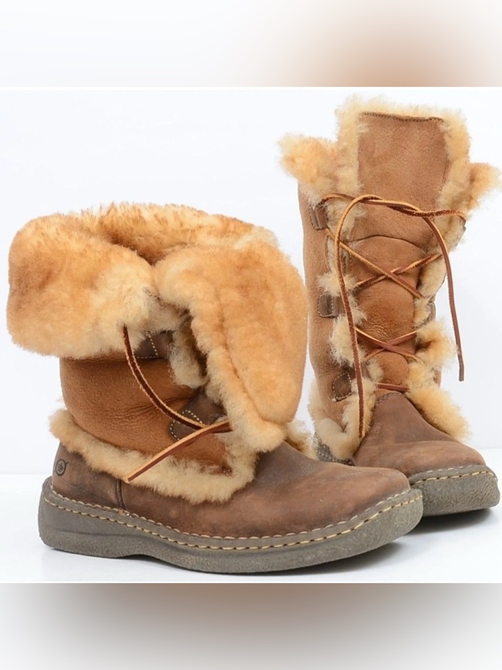 Born Nome Shearling Suede Boots Mid Calf Winter Women’s Sz 10/41 Brown Leather